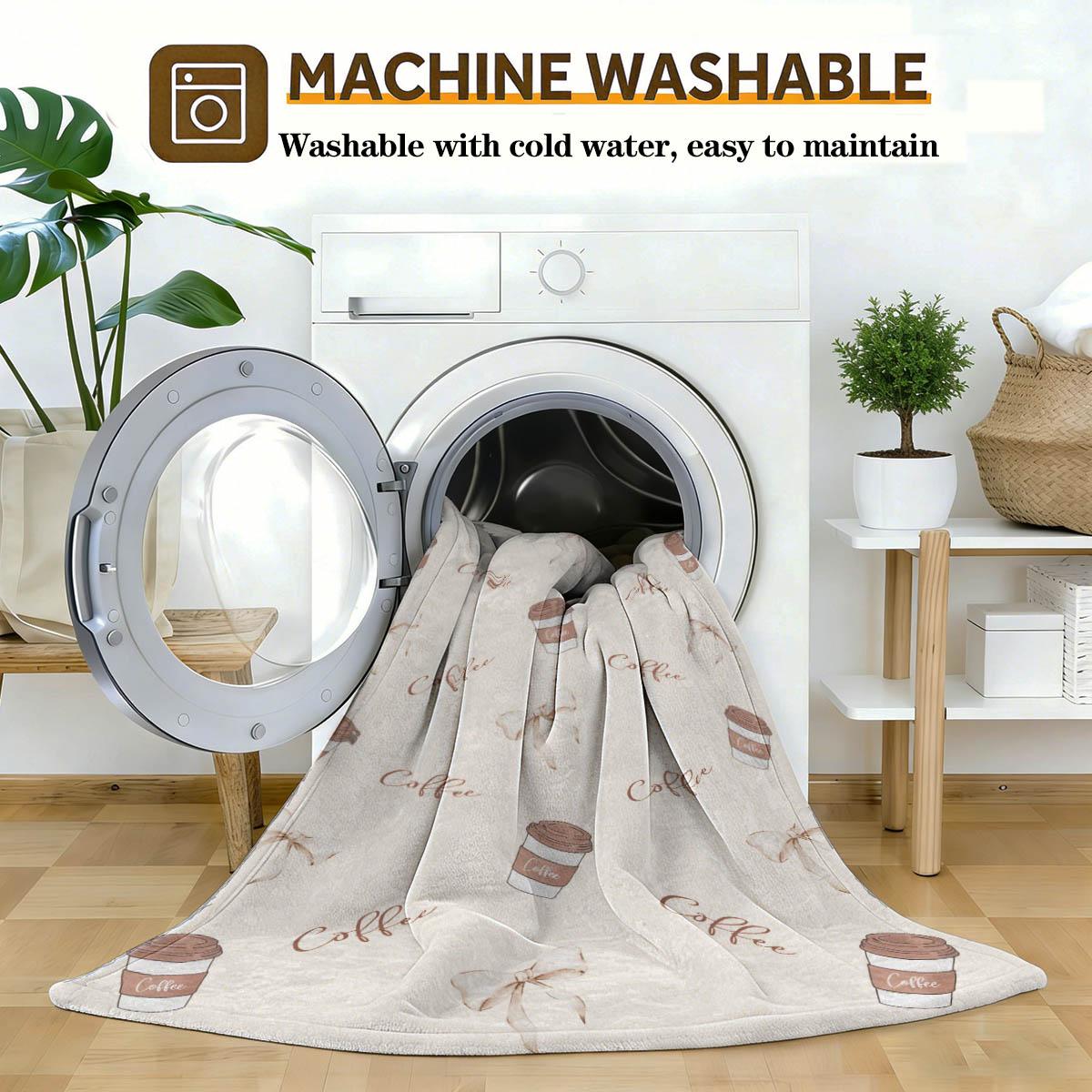 Coffee Theme Print Blanket, Soft Flannel, Breathable and Warm, Bedroom Decor, Gift, Pet Blanket, All Seasons