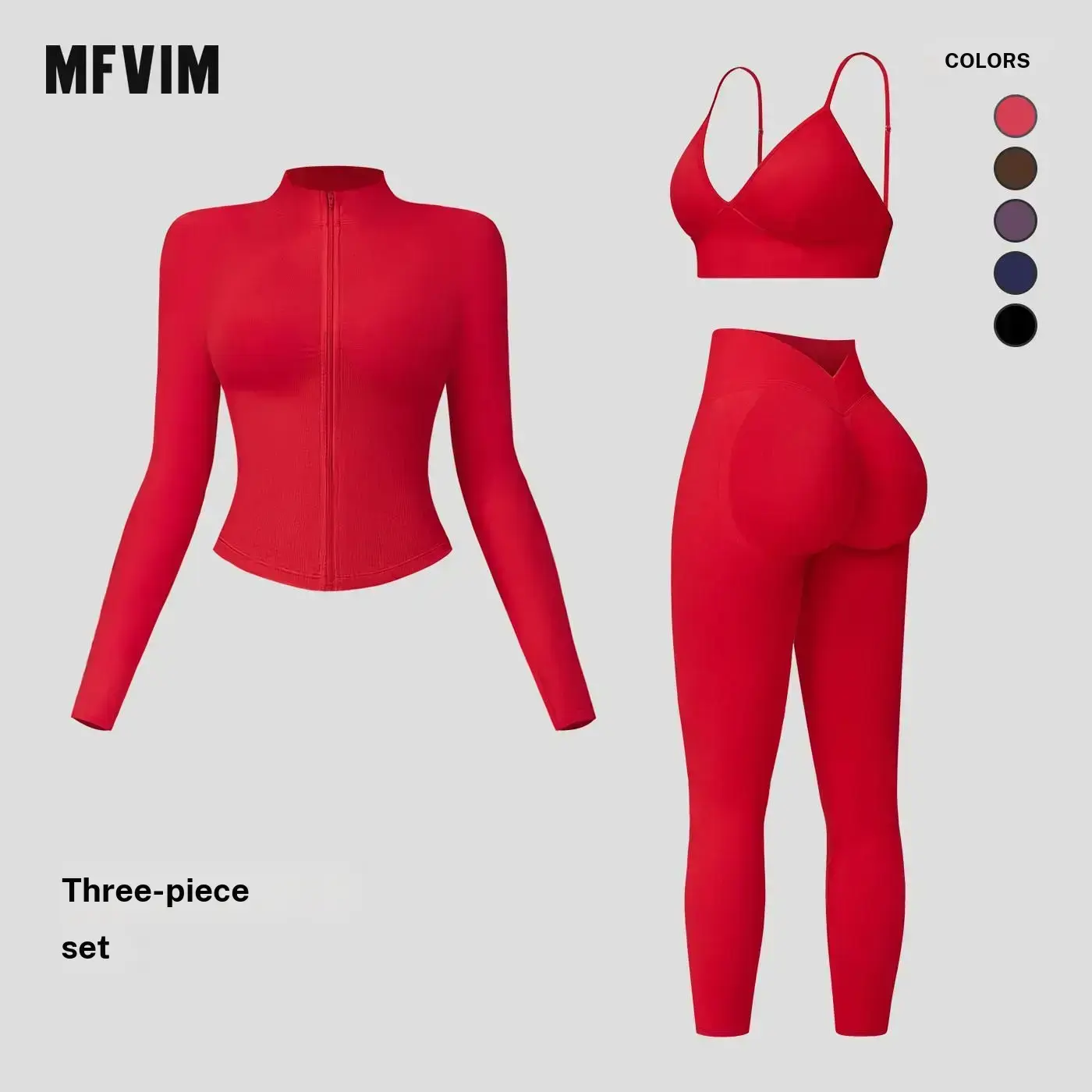 MFVIM Women’s 3 Piece Gym Clothes Set V Waist Tummy Control Long Pants, Sports Breathable Lightweight Athletic Outfits for Yoga, Gym, Athleisure & Athletic Workout Clothing,summerwins,travel essentials,camping essentials,sohochic