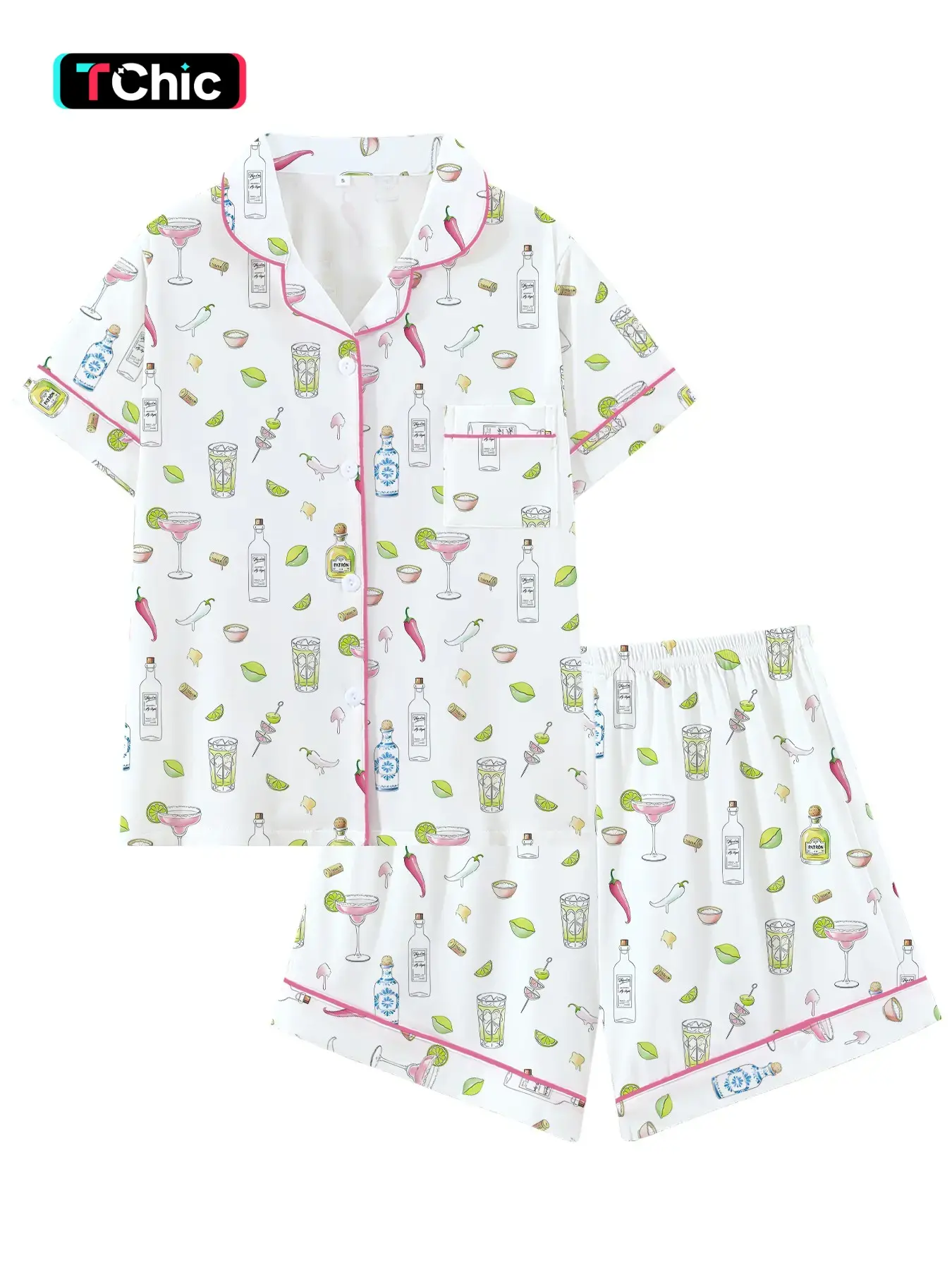Teen Girls Cute Lemon High-Neck Sleepwear Set, Two-Piece Button-Up Top and Shorts, Casual Loungewear, Pajama Outfit, All Seasons, Comfortable Gift, Casual Comfy Pajama
