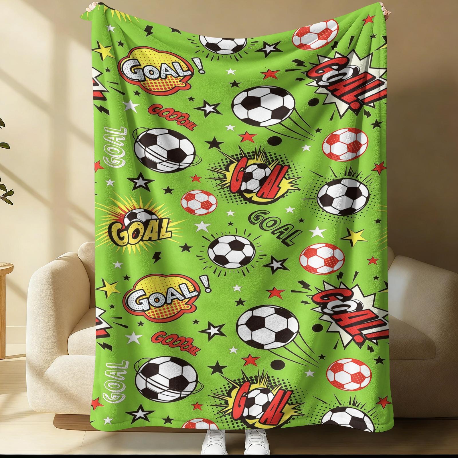 Football Pattern Blanket, Suitable For Daily, Festival, And Birthday Gifts For Children And Adults. Soft, Warm, And Lightweight Plush Blanket, Perfect For Decorating Beds, Sofas, Cars, And Rooms