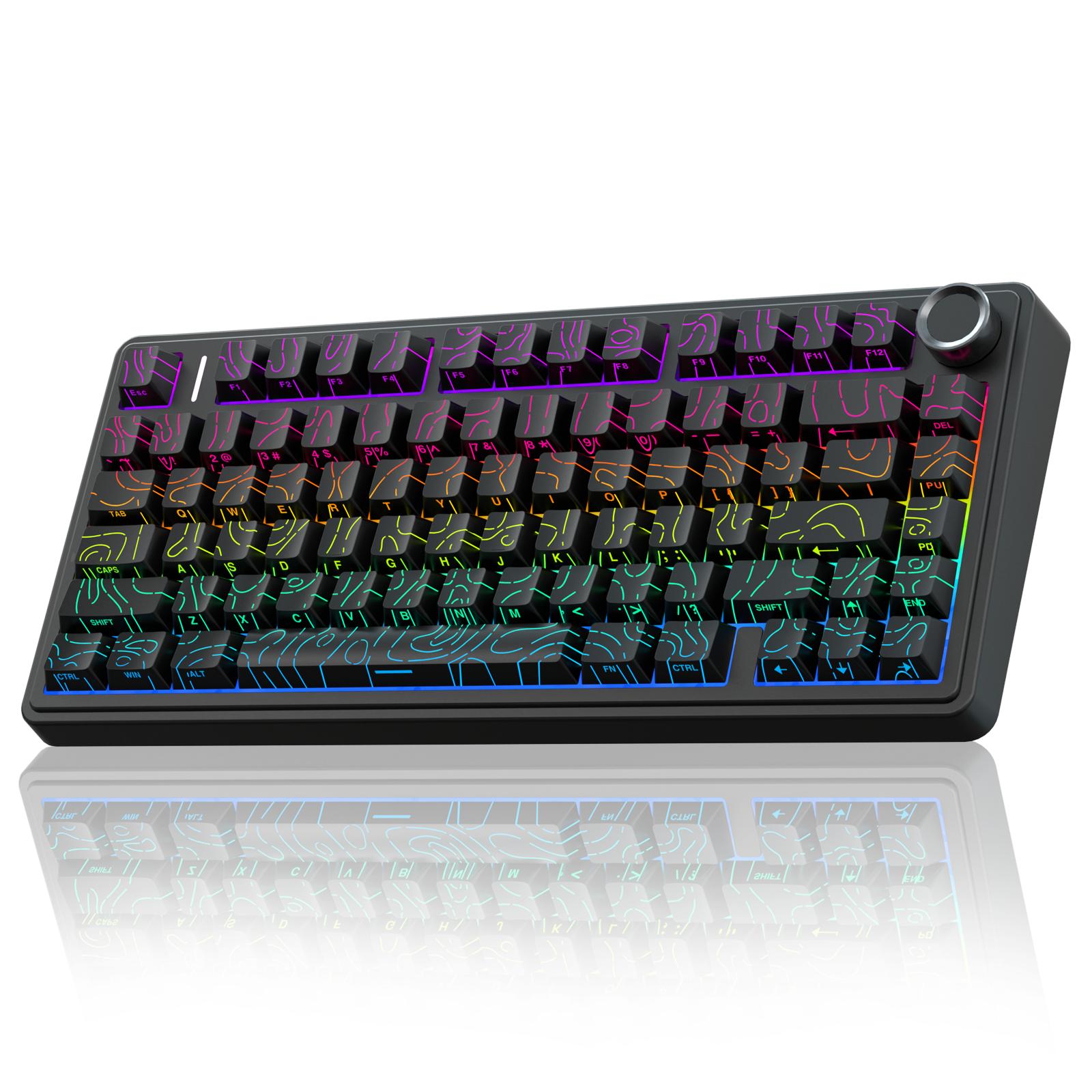 [New Coulor]AULA F75 Pro Wireless Mechanical Gaming Keyboard,75% Gasket Hot Swappable Custom Keyboard,RGB Backlit,Pre-lubed Reaper Switches,Side Printed PBT Keycaps,2.4GHz/USB-C/BT5.0 PC Accessories Office Creamy Budget Keyboards TikTokShopfalldealsforyou