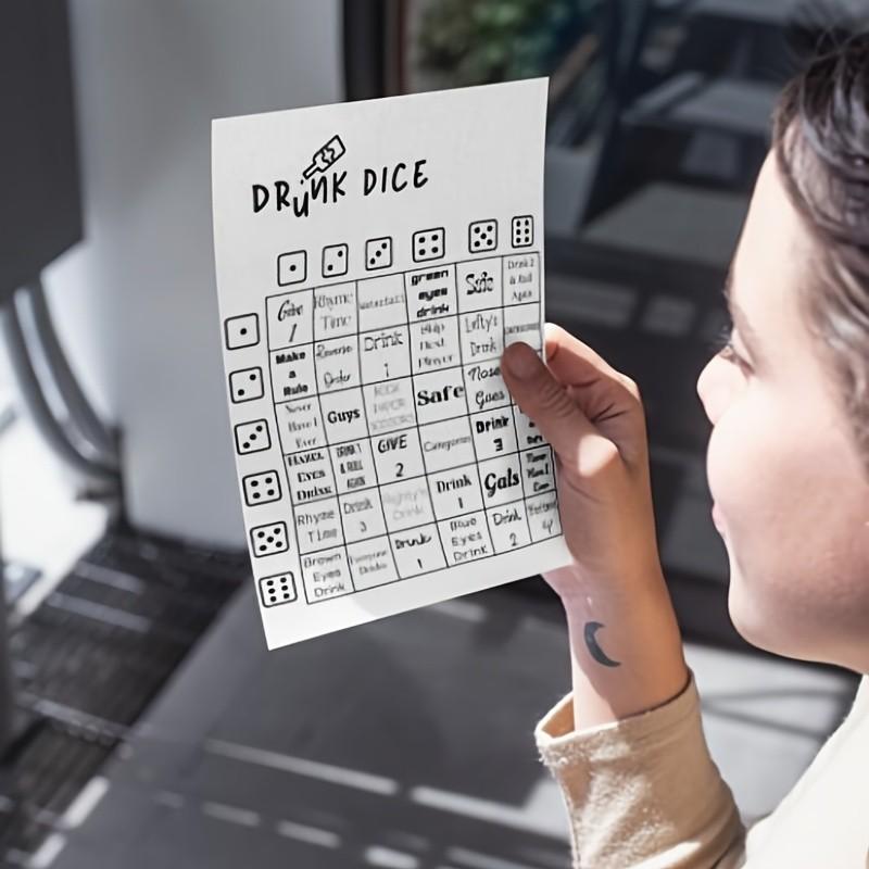 Drunk Dice Drinking Game Card, Interactive Dice Instruction Board Game, Fun Adult Party Prop, Creative Table Game for Bar/family Gatherings