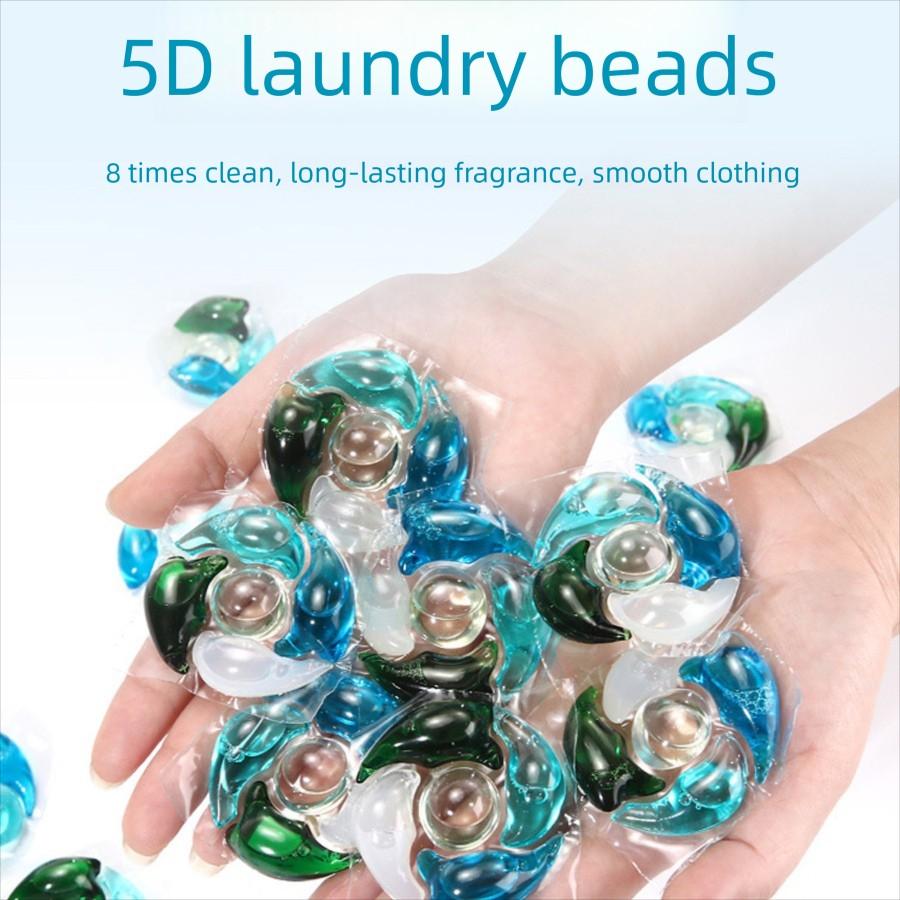 5-in-1 Blue Ocean Laundry Pods, 30 Pods/Box, 80 Pods/Bucket, Net Weight 12g per pod, Softens and prot clothes and colors, Powerful stain removal, Antibacterial and anti-mite, Cleans and leaves fragrance, Laundry Tools and Accessories