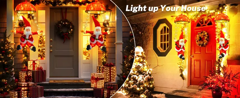 Product Introduction of JNOEC Merry Christmas! LED Holiday Fairy Lights with Santa Claus Lighting Decorations llluminate Your Indoor Spaces with Santa Claus Parachute String Color Twinkle Lights for Great ldeal for Christmas Gift Xmas Tree Ornaments christmas lights outdoor 0