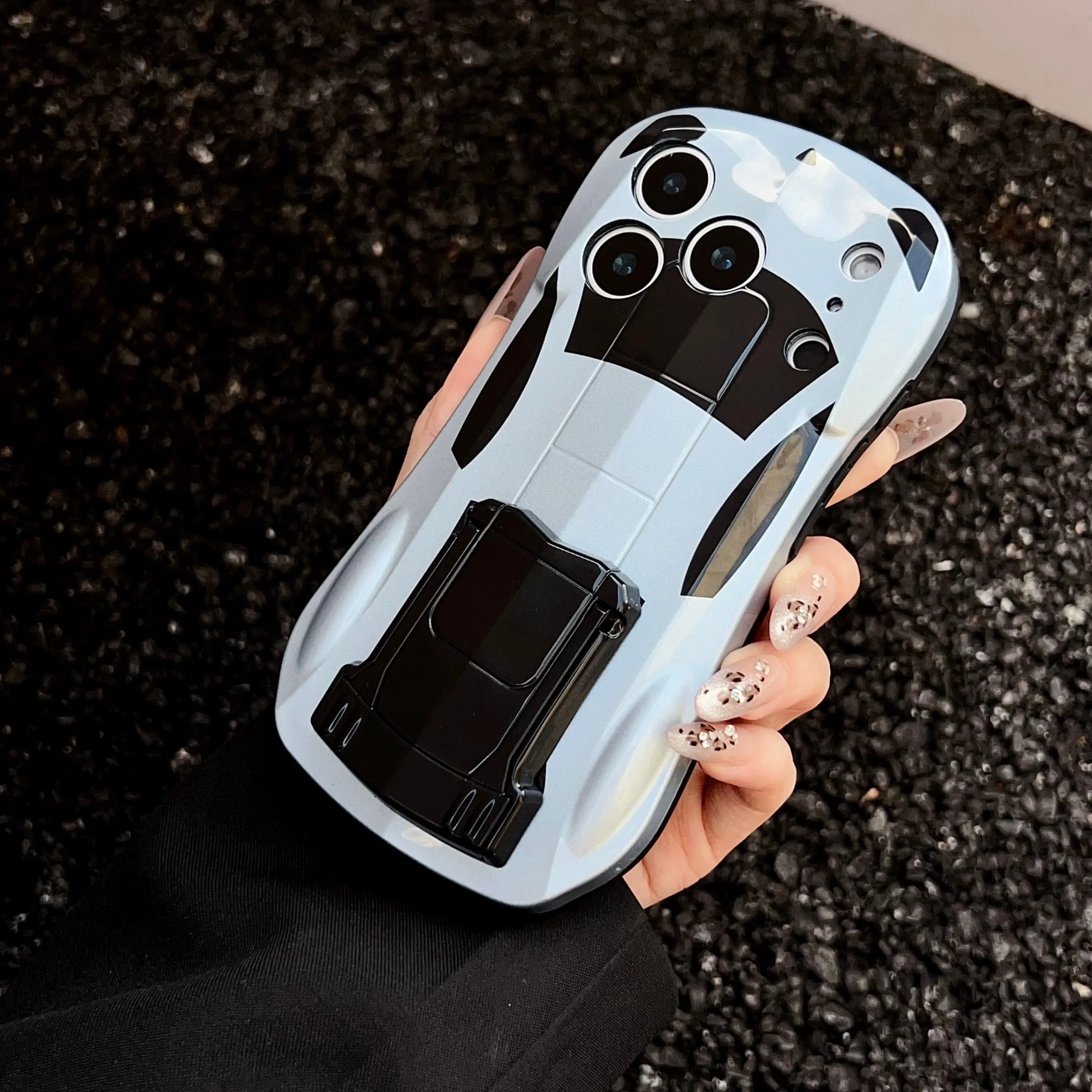 Futuristic Supercar Phone Case with Spoiler Kickstand, 360 Mech Armor Shockproof Cover for iPhone 17 16 15 Pro Max & Samsung Galaxy S25 S24 S23 Ultra