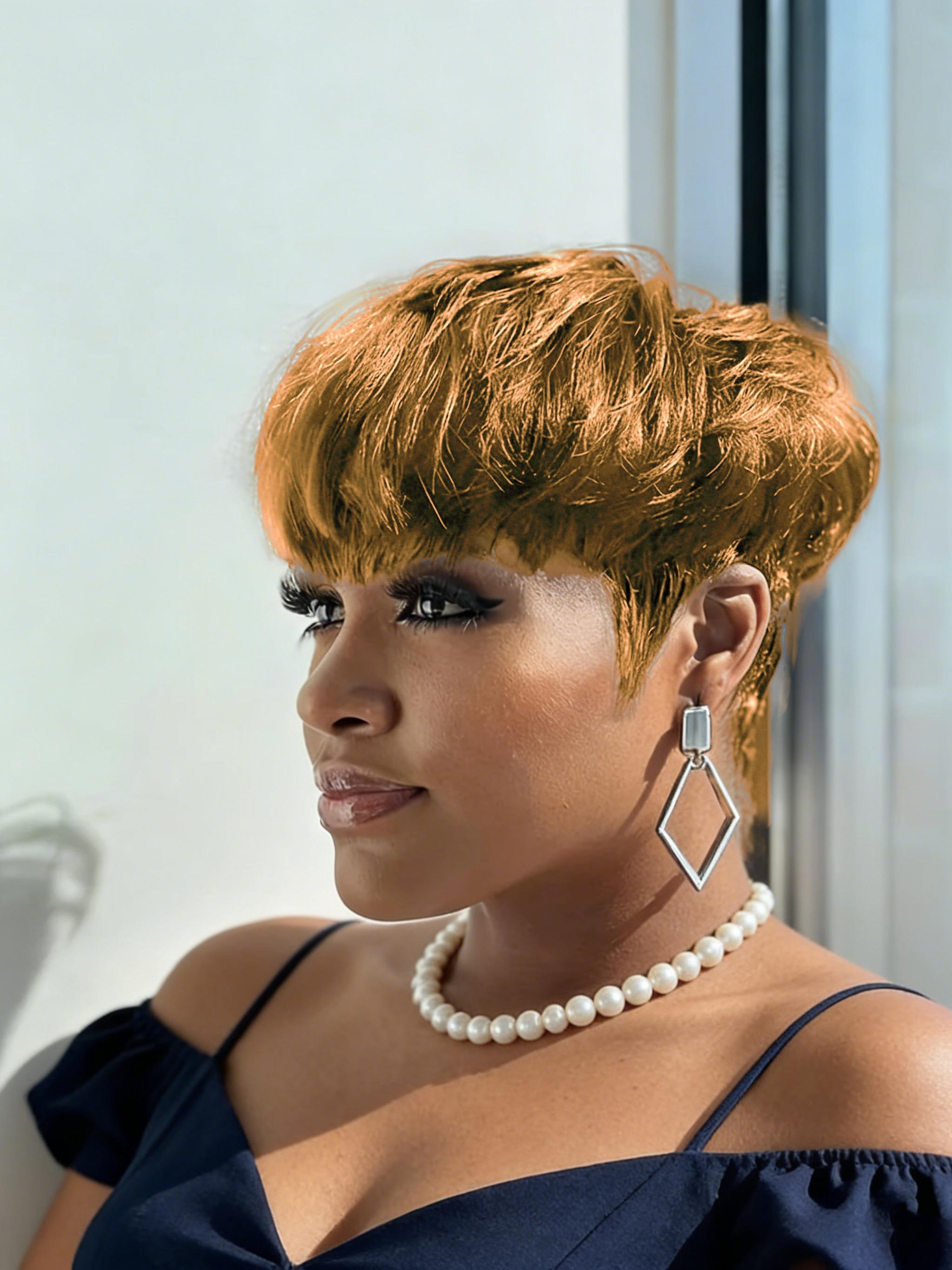 Pixie Cut wigs Human Hair Wig None Lace Wig with Bangs 