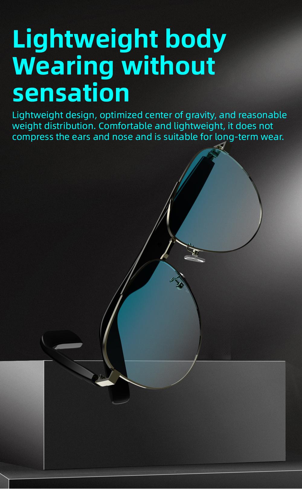 Touch Control Bluetooth-compatible Sunglasses, Multifunctional Wearable Glasses for Men & Women, Stylish Gift for Tech Enthusiasts, Smart Audio Glasses