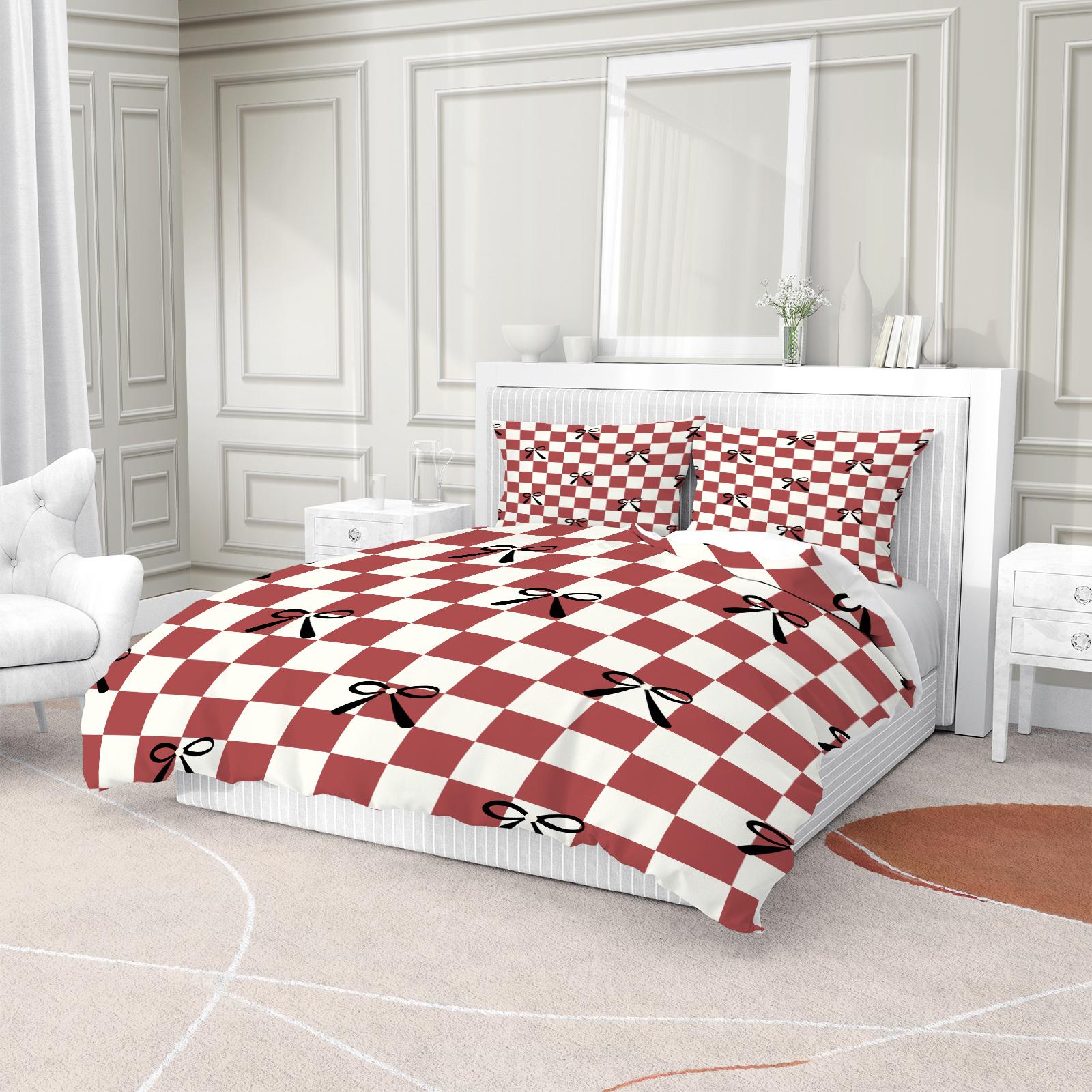 2/3 Pcs Cute Bowknot Duvet Cover Set, Pastel Ribbon Bedding Set for Girls Bedroom, Elegant Warm Gift for Women, Filling Not Included