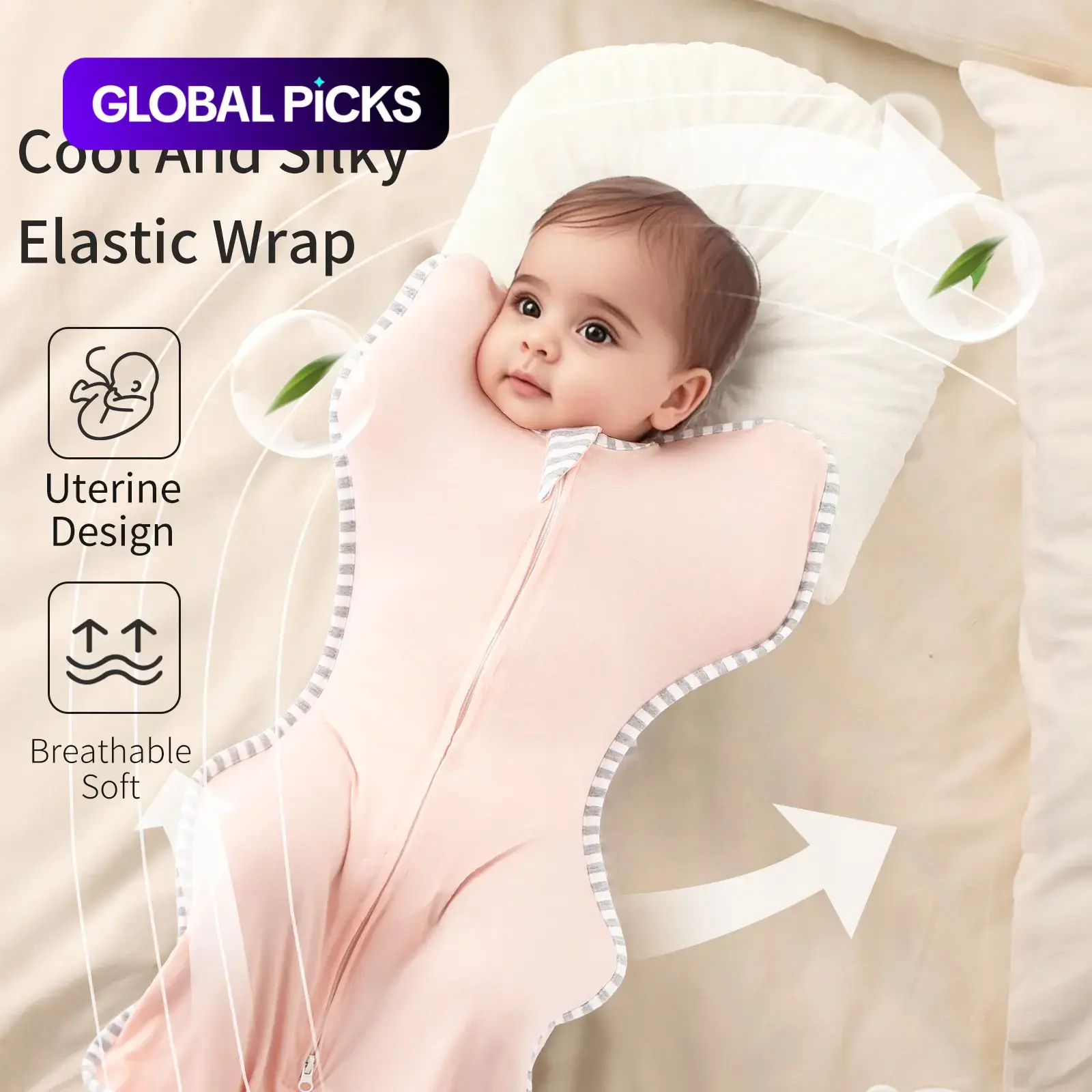 Baby Swaddle Blanket for All Seasons, Anti-Startle Wrap for Newborns, Sleep Bag for 3.5–8 kg, Unisex Infant Sleeping Cover #GLOBAL PICKS
