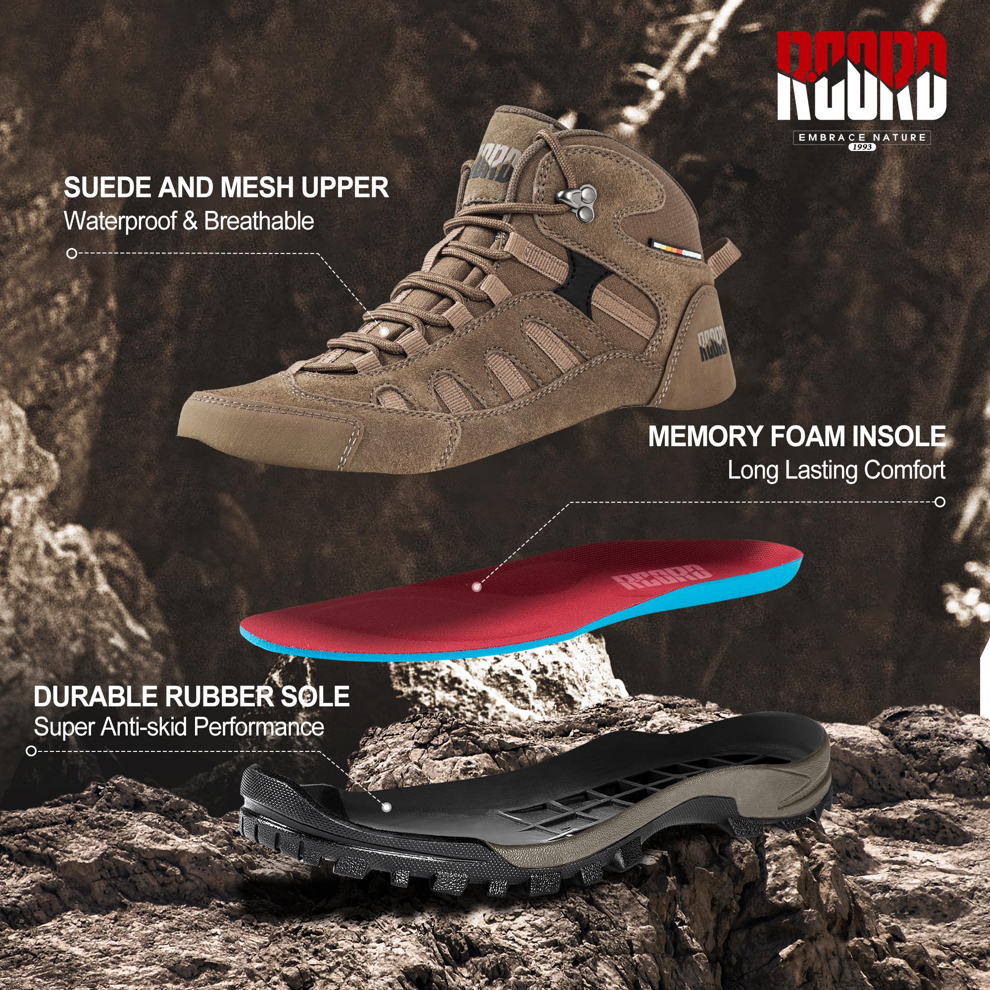 R CORD Women's Hiking Boots Waterproof Lightweight Women's Hiking Shoes Ankle Support Outdoor Hiking Shoes Non-slip Stable Shoes Weatherproof Footwear Durable Rubber Sole Tread Pattern Stability