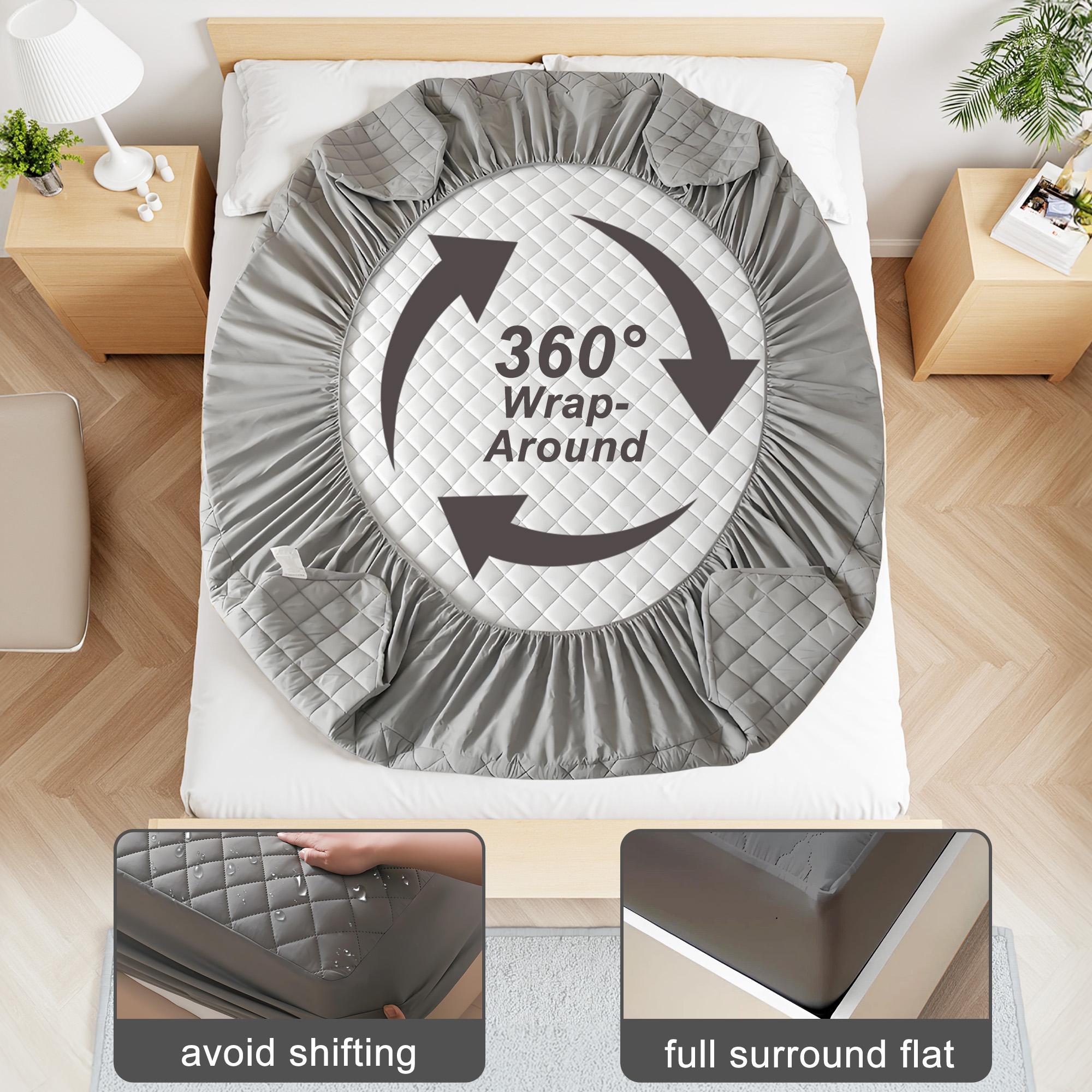 Raybee Waterproof Mattress Cover, Waterproof Mattress Protector with 6''-16'' Deep Pockets,Soft Cooling Waterproof Mattress Pad,  fitted sheet for Bedroom, Collage Dorm,Hotel