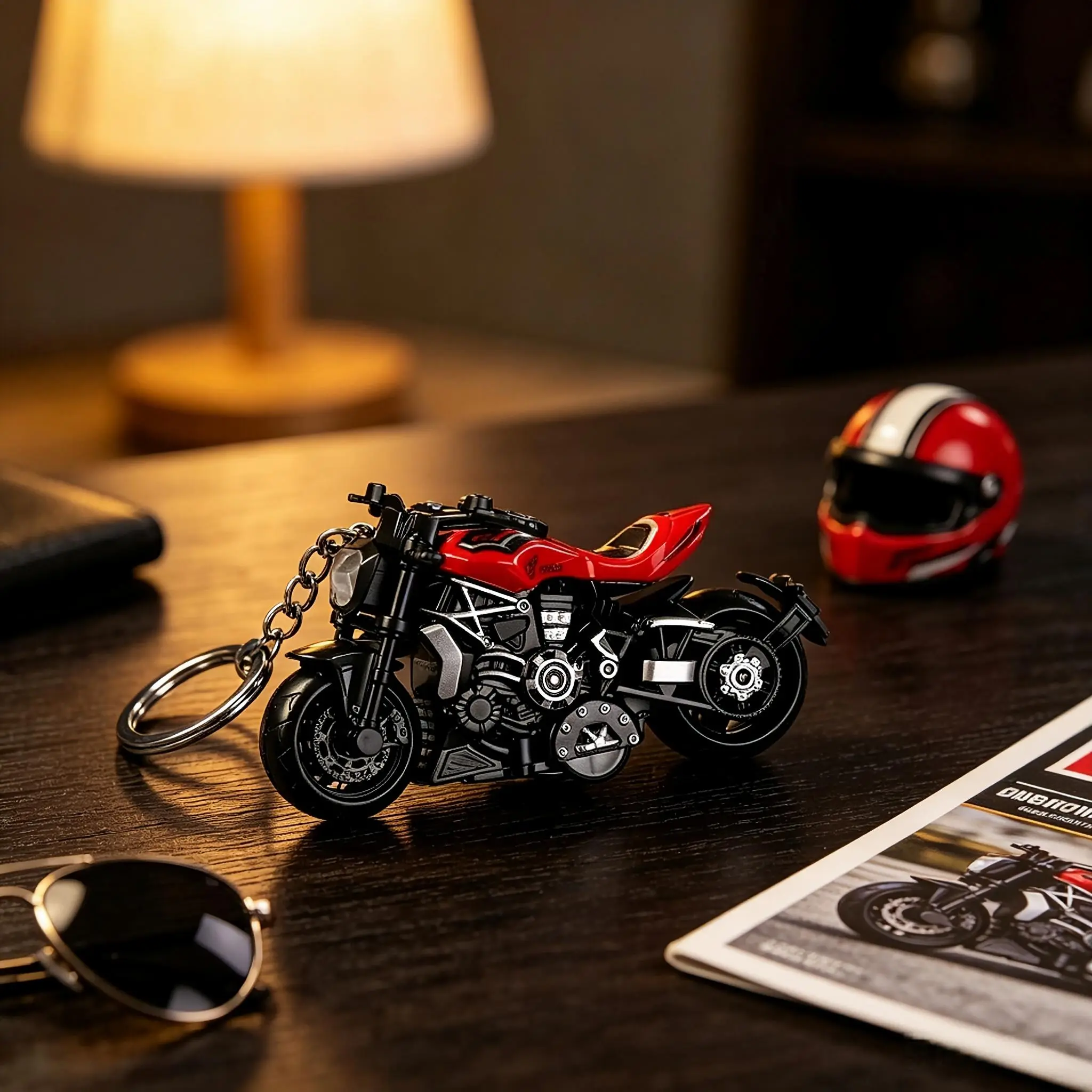 1Pc Red Mini Motorcycle Keychain Cool Bike Model Pendant for Men Motorcycle Model Key Hook Cool Car Bag Charm Motorcycle Model Keychain Perfect Gift for Friend