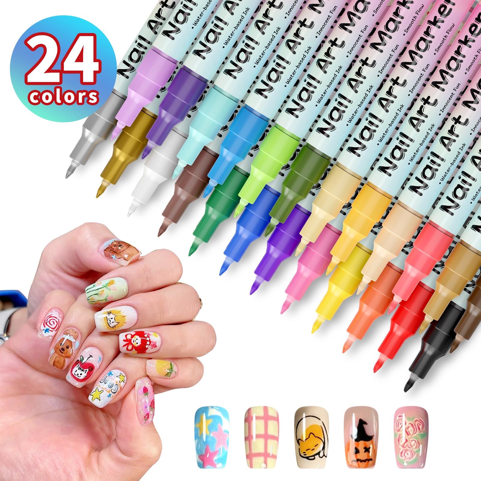 12 Color 3D Nail Art Pens Set, 0.5MM Nail Pens Nail Point Graffiti Dotting Pen Drawing Painting Liner Brush for DIY Nail Art Flower Design Nails Beauty Adorn Manicure Tools