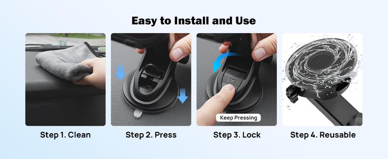 JOYTUTUS 3-in-1 Car Phone Mount Adjustable Strong Suction Cup for Windshield Dashboard Air Vent Universal Fit Double-lock TPU One-touch Release Button Compatible with Smartphones Durable Holder Protective Cellphone Stand