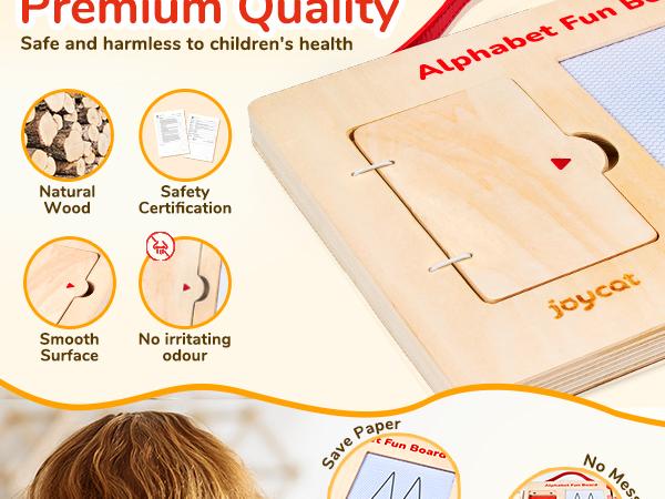JoyCat Wooden Letter and Number Tracing Board, Alphabet Writing Practice Montessori Toys, Language Learning Toys, Classroom Educational Tools Material