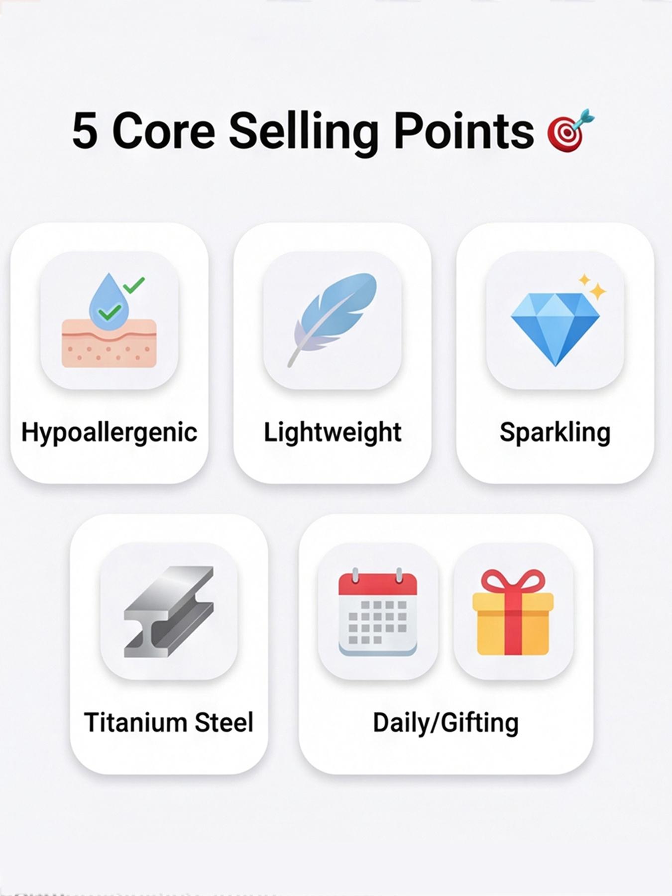 Women's Hypoallergenic Sparkly Purple Crystal Stud Earrings, Lightweight Titanium Steel Gold Tone Fashion Jewellery for Everyday Wear Gift