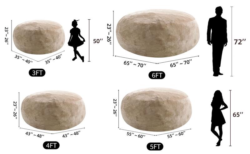 Bean Bag Chair with Memory Foam 3FT/4FT/5FT, Washable Flannel Cover, Cozy Seating for Home or Dorm Bean Bag Chair with Memory Foam 3FT/4FT/5FT, Washable Flannel Cover, Cozy Seating for Home or Dorm