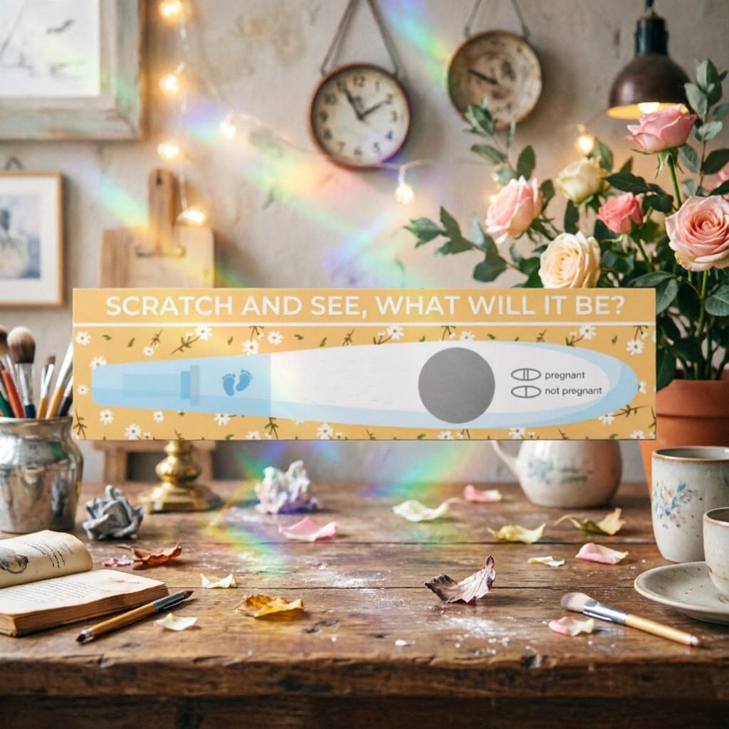 Creative Pregnancy Test Stick Shape Gender Reveal Scratch Card, Scratch and See Surprise Card, Baby Party/pregnancy Announcement, Interactive Baby Gender Prediction Card