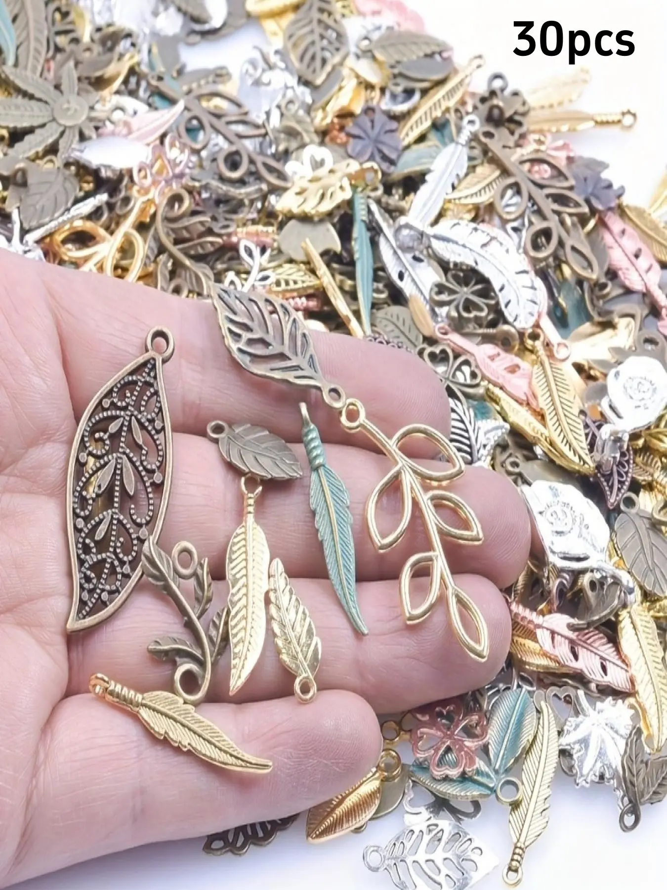 Vintage Alloy Plant Leaf Maple Leaf Random Mix Art Charms Pendants Dangling Charms Dangle Charm 30pcs Jewelry Making Supplies for DIY Necklaces Bracelets Earrings Anklets Ethnic Style Lucky Hollow Leaf Metal Charm Accessories
