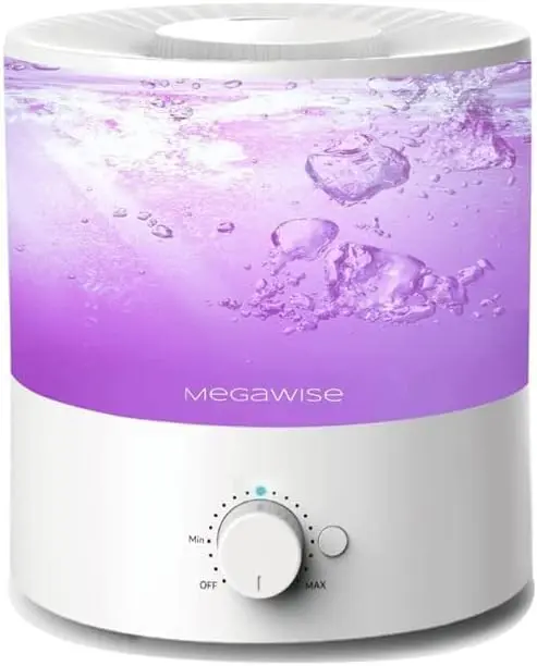 H1-XIT Cool Mist Humidifier with Top Refill Design, 2L Capacity, High Mist Output, No Leakage, and 7 Color Night Light
