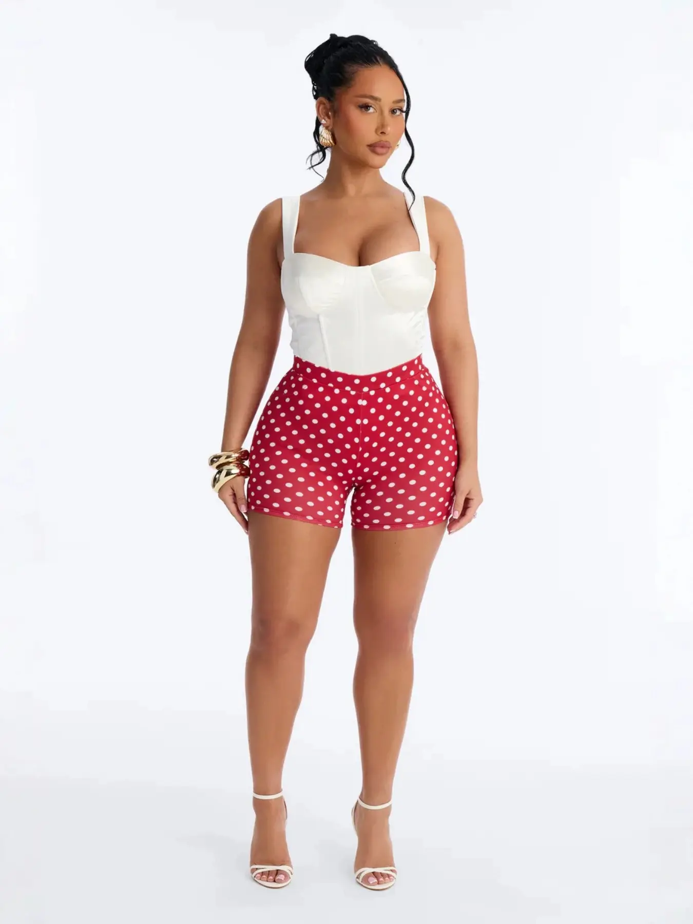 Women's Summer Polka Dot Print High Waist Short Pants, Sexy Bodycon Hotpants, Trendy Ultra-Shorts for Ladies, Fashionable Cross-Border Clothing