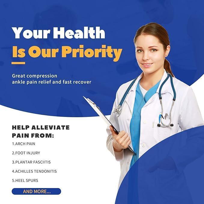 Black Foot & Ankle Brace Socks for Sprained Ankle Compression Sleeve - Plantar Fasciitis Relief Brace, Foot Support for Women & Men - Tendonitis & Arthritis Foot Sleeve, Stabilizing Ankle Wrap