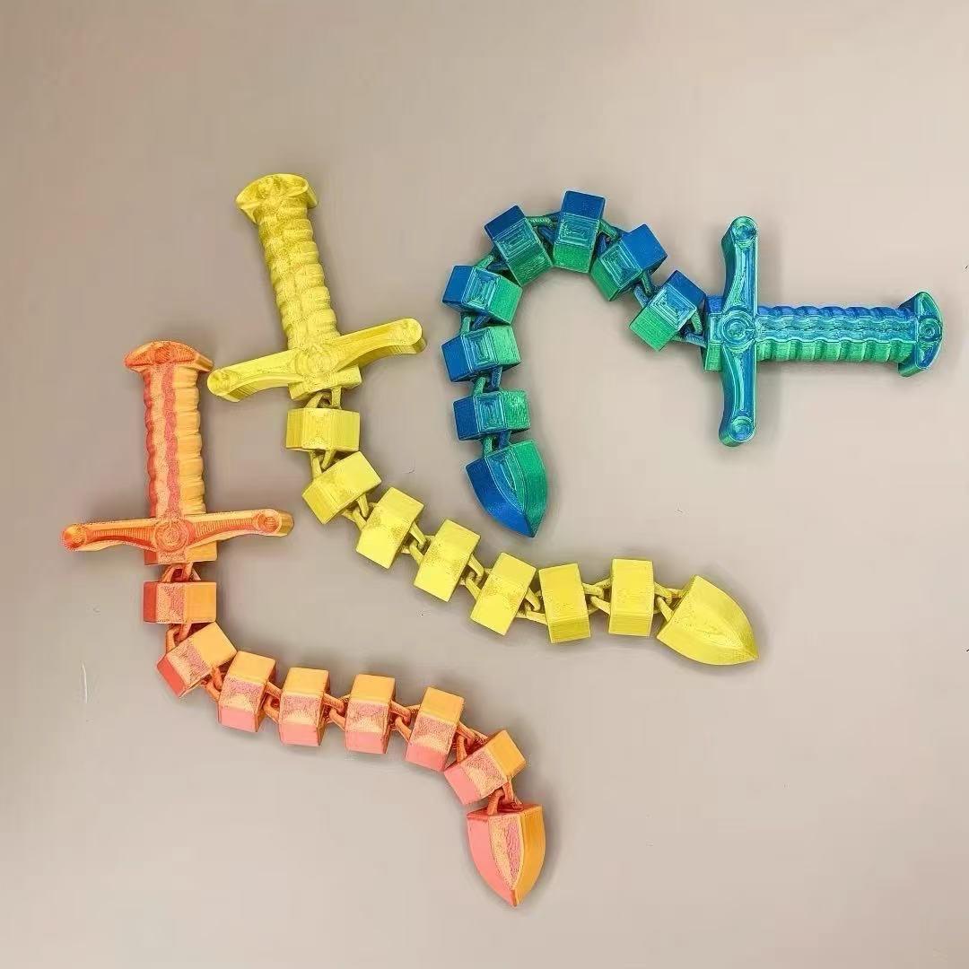 3D Printed Creative Sword Cane, Extendable Sword, Flexible Joint, Office and Bedroom Decor, Colorful Party Gift, Outdoor Game Collection