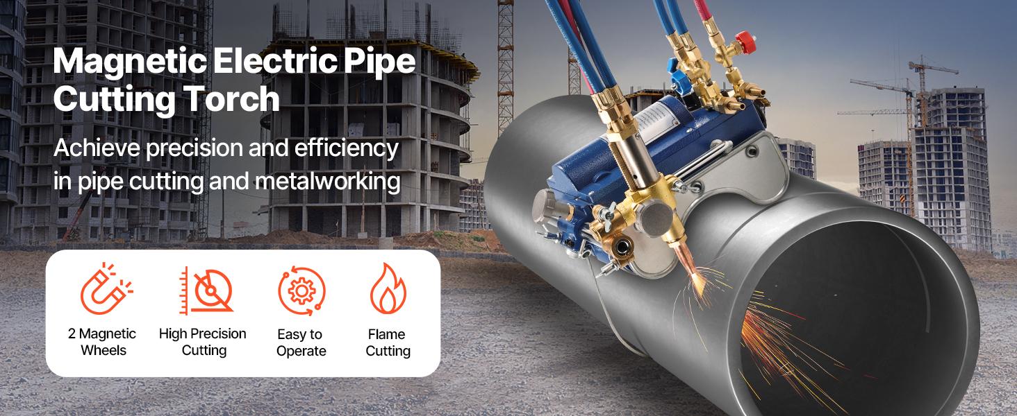 VEVOR Electromagnetic Gas Pipe Cutting Machine, 2-30/Min Automatic Pipe Beveler for 0.2-4 Thick Tube, Features 3 Tips Adjustable Angles, Torch Burner Beveler, Magnetic Gas Machine 110V CG2-11C
