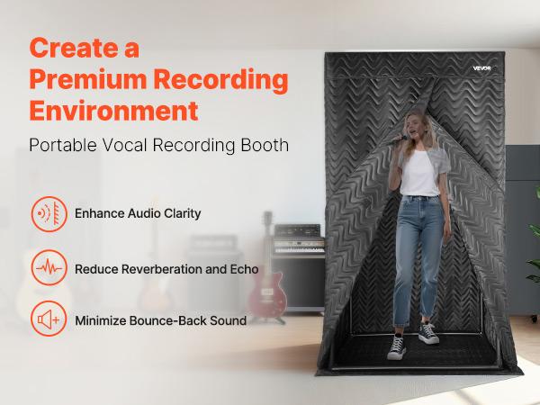 Summervibes VEVOR 6.56 ft Portable Vocal Booth Pro-Grade Recording Studio for Echo-Free Vocals