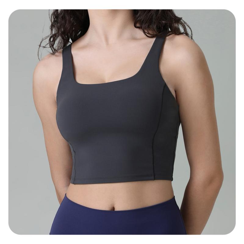 Colorfulkoala Womens Dreamlux Criss-Cross Back Sports Bra Tank Tops with Built in Bra Adjustable