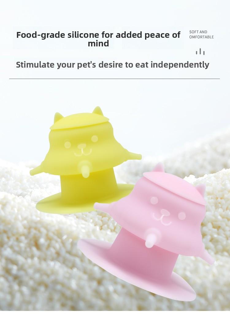 Pet Bionic Milk Feeder with 4 Soft Nipples, Silicone Suction Cup Anti-Tip Design, Feeding Supplies for Kittens Puppies Rabbits & Small Newborn Pets