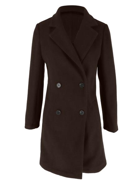 Women's Sexy Double Button Pocket Coat, Casual Fashion Long Sleeve Lapel Jacket, Perfect for Daily Outdoor Streetwear, Autumn & Winter Elegance