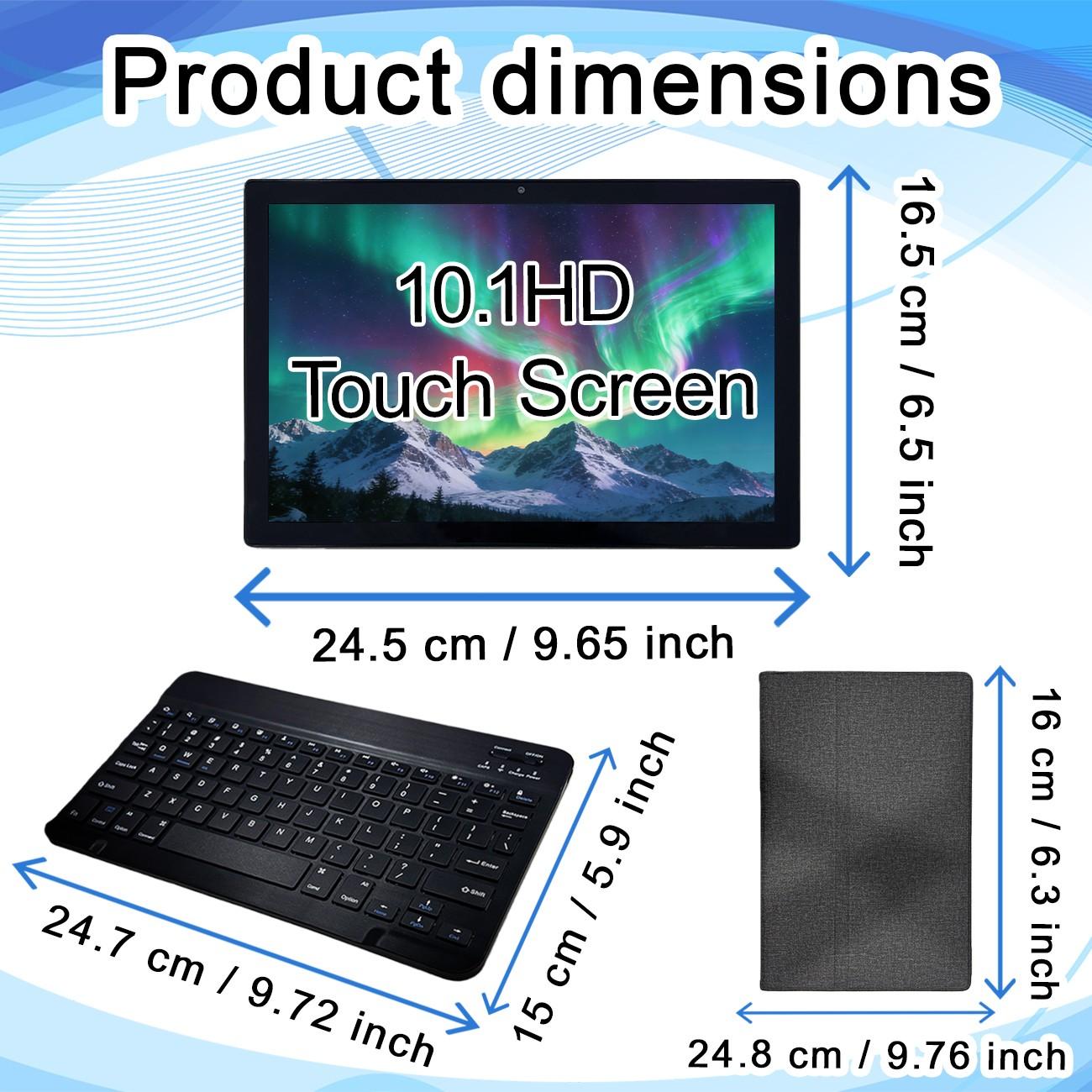 10.1-inch tablet, 9-in-1, Android 12, Android Tablet Pc, expandable 1TB, supports 5G wireless network, smooth internet access, for business and home use, supports high-definition TV watching, anti fall, no adapter, Android Wifi Tablet