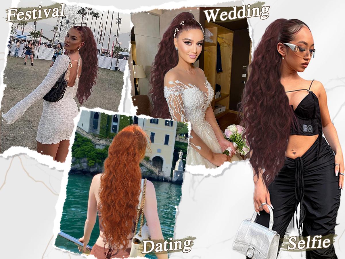 BARSDAR Ponytail Extensions - 26 Inch Drawstring Ponytail Hair Extensions for Women - Long Curly Wavy Synthetic Clip in Fake Pony Tails Hairpieces