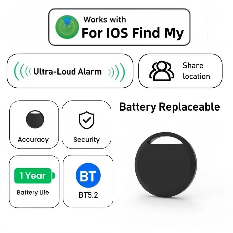 3-Pack iOS Smart Tag, Precision Tracking Without GPS, Compatible with iPhone Find My APP, Anti-Loss Device, Rechargeable Battery, Secure Design