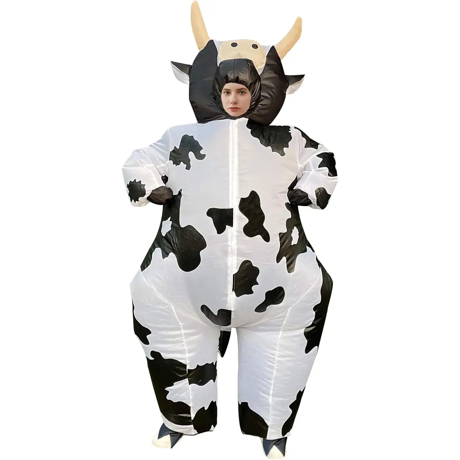 Arokibui Inflatable Cow Costume Blow up Costume for Cosplay Party Festival Halloween Parade Carnival Suit Jumpsuit