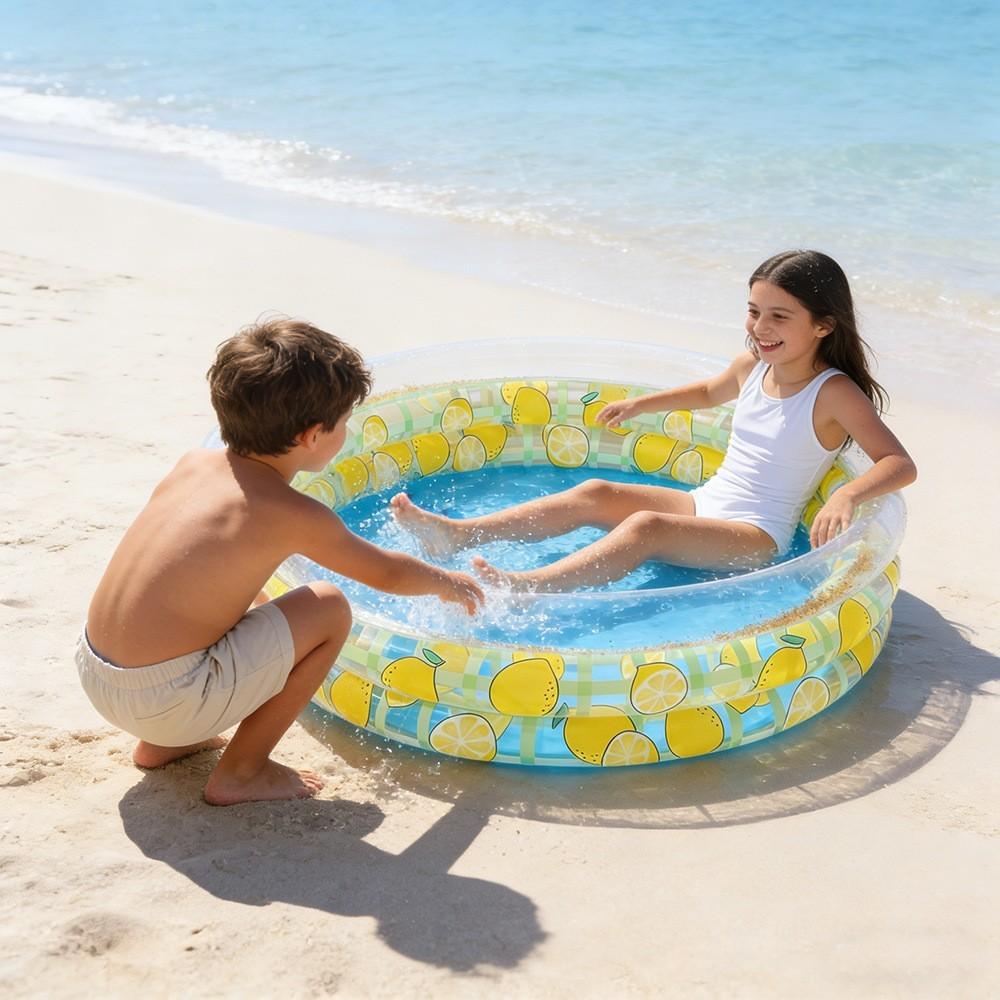 1pc Kids Inflatable Pool, Round Glitter Thick Mini Swim Pool, Cool Water Play Bubble Pool, Indoor & Outdoor Summer Inflatable Bath Pool