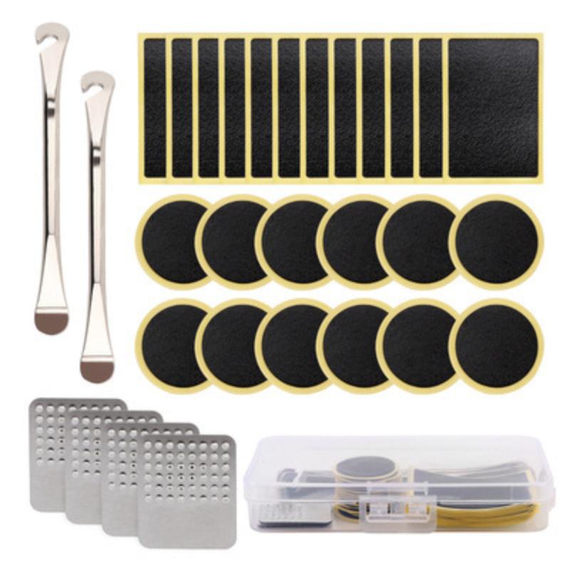 Glueless Bicycle Tire Repair Patch Kit with Tire Levers & Storage Box for Quick Fixing