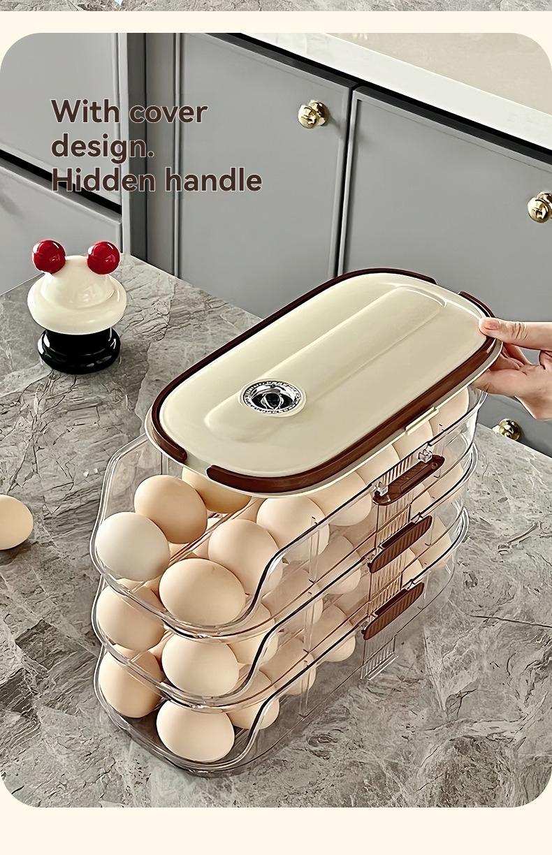 Egg Storage Box, Plastic Sealed Stackable Fridge Organizer, Shockproof Egg Rack, Kitchen Space-Saving Container, Home Use Essentials