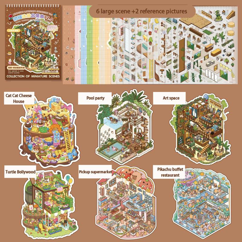 Prince Series 3D Miniature Scene Sticker Set, DIY Handmade Craft Kit, Creative Christmas Gift, Decorative Toy Collection