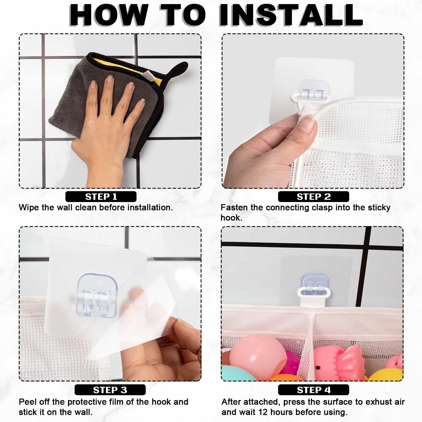 Original Three-Compartment Horizontal Bathtub Toy Storage Rack, Wide Opening Design, Large Capacity, Easy Access and Organization