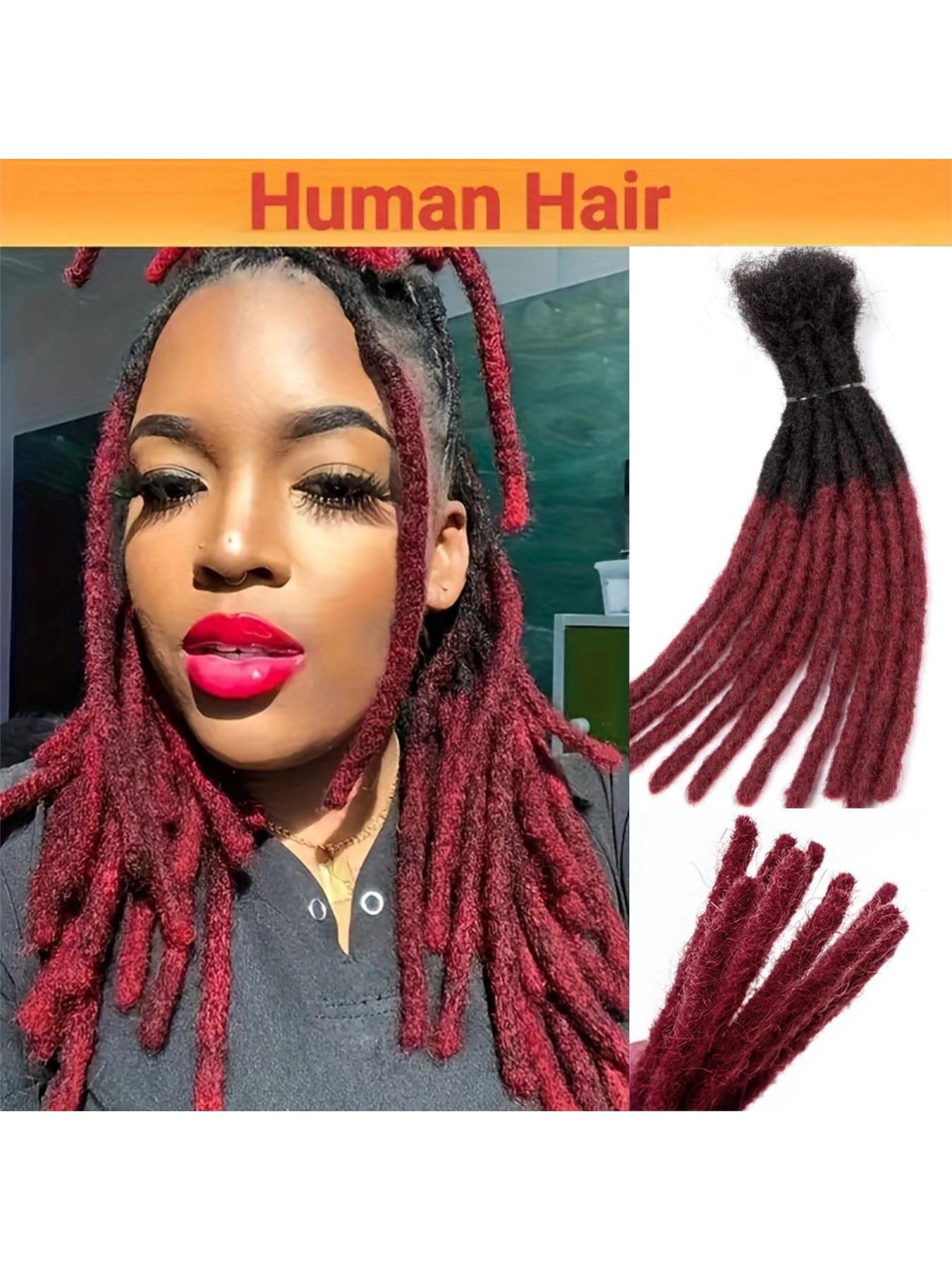 Handmade Human Hair Dreadlocks,0.6cm Dreadlock Extension 100% Full Handmade Permanent Dreadlock Extension for Women/Men/Kids Can Be Dyed Bleached  (0.6cm #1B/27, #1B/30#, 1B/99J#,27#, 30#, #99j, 4-16 inch 10-60 Strands)
