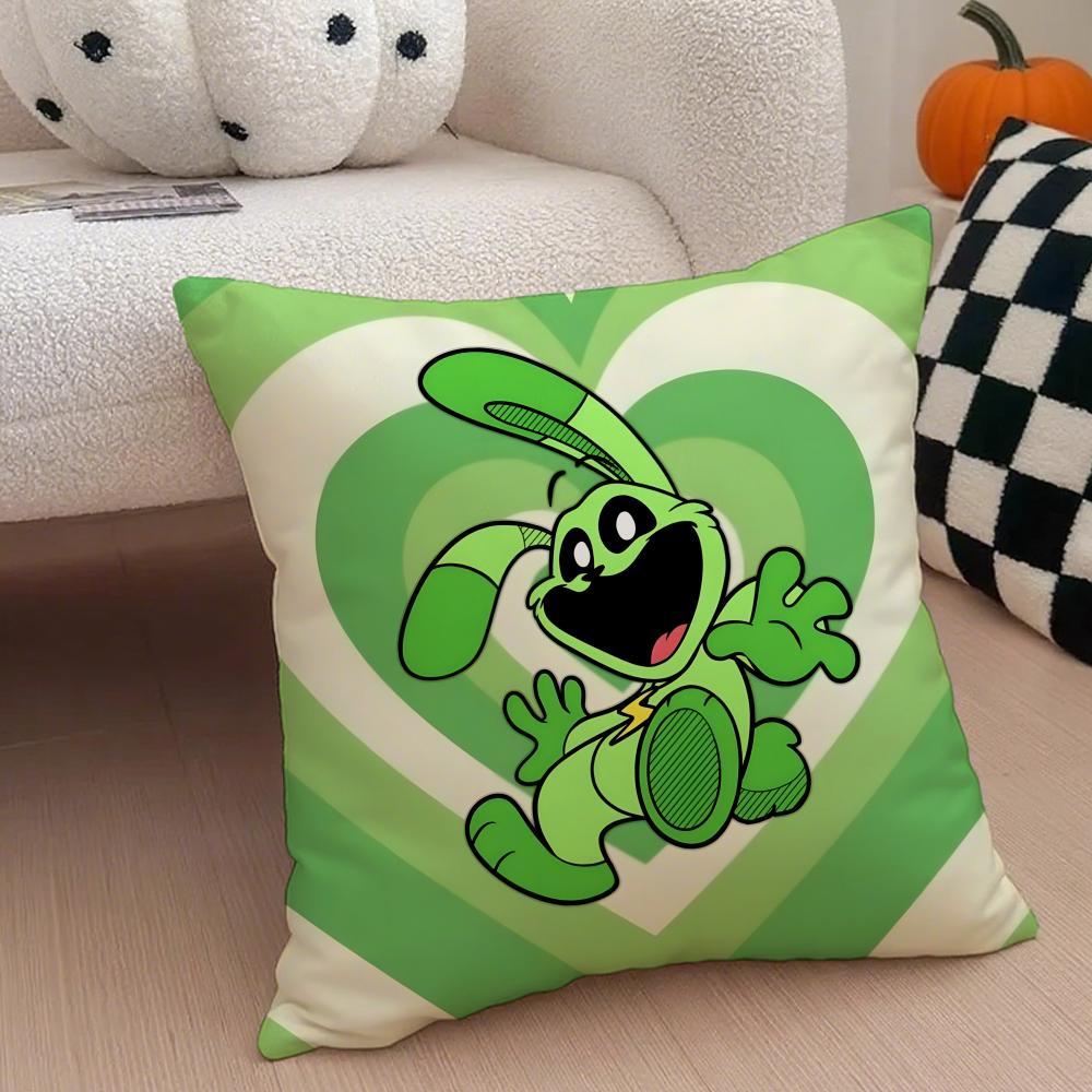 Hot Classic Horror Eerie American Video Game P-Poppy Playtime Pillow Case Anti-dustmite Pillowcase  Sofa Cushion Cover with Invisible Zipper Silky Short Plush Polyester Microfiber Fabric White Available in Standard Queen King Sizes for Home Bed Use
