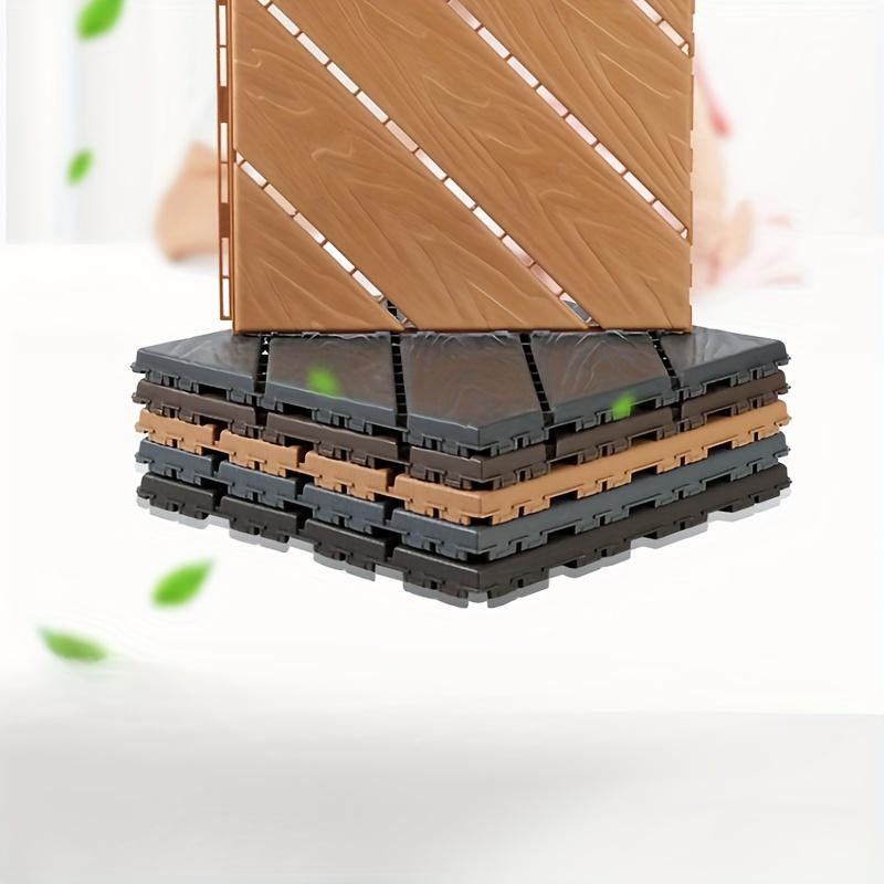 5PCS Bedroom, Balcony, Terrace Plastic Interlocking Flooring, Self-assembly Flooring, Plastic Flooring, Imitation Three-color Plastic Wood Flooring, Outdoor Courtyard Decoration, Easy to Assemble (Model: DM518)