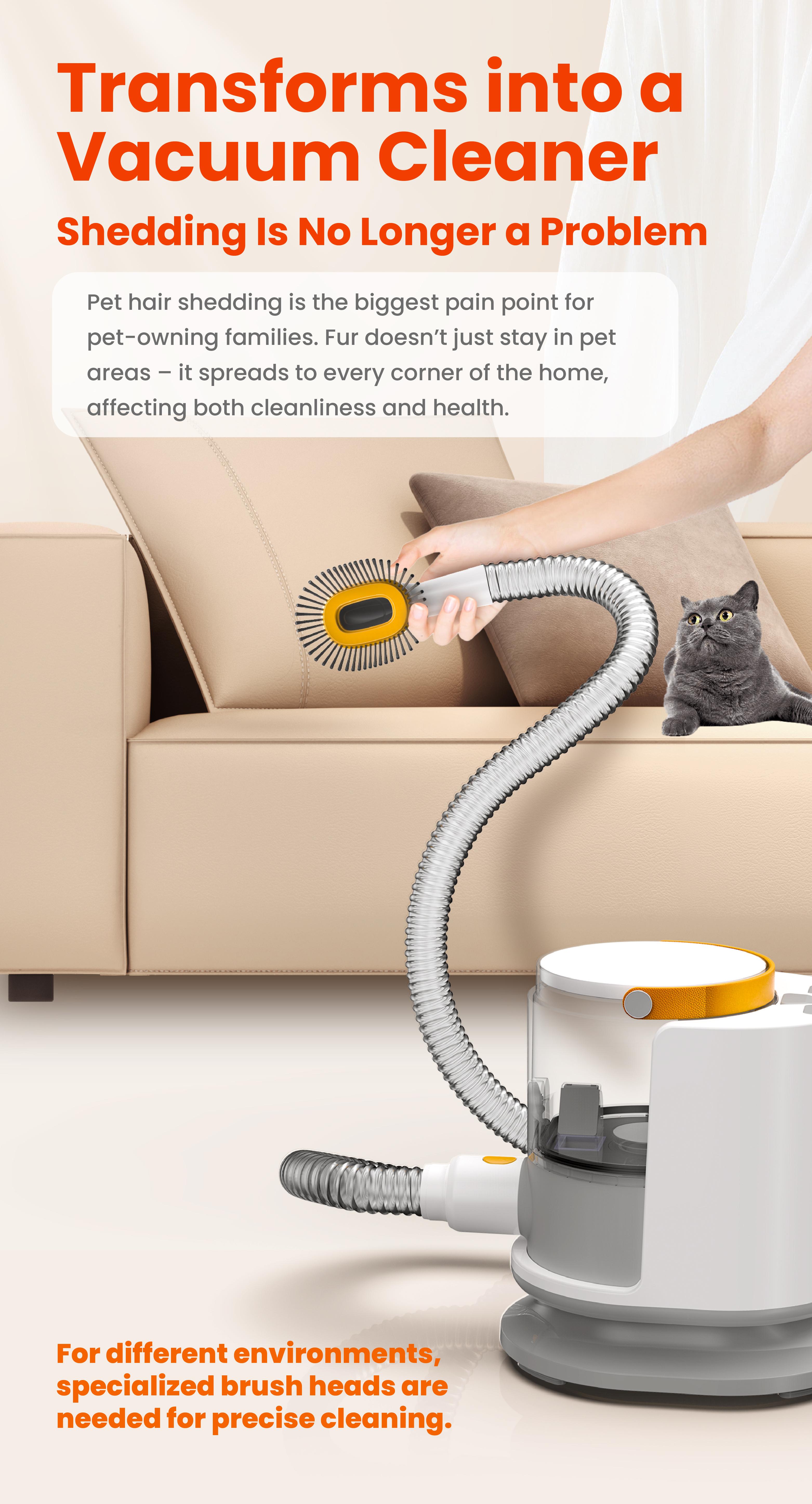 PUPPYOO 5-in-1 Pet Grooming Kit with 13000Pa Vacuum for Dogs & Cats, 1.5L Dust Cup, 4m Cord, Whisper-Quiet Operation, Adjustable Guard Combs, Hair Remover Roller