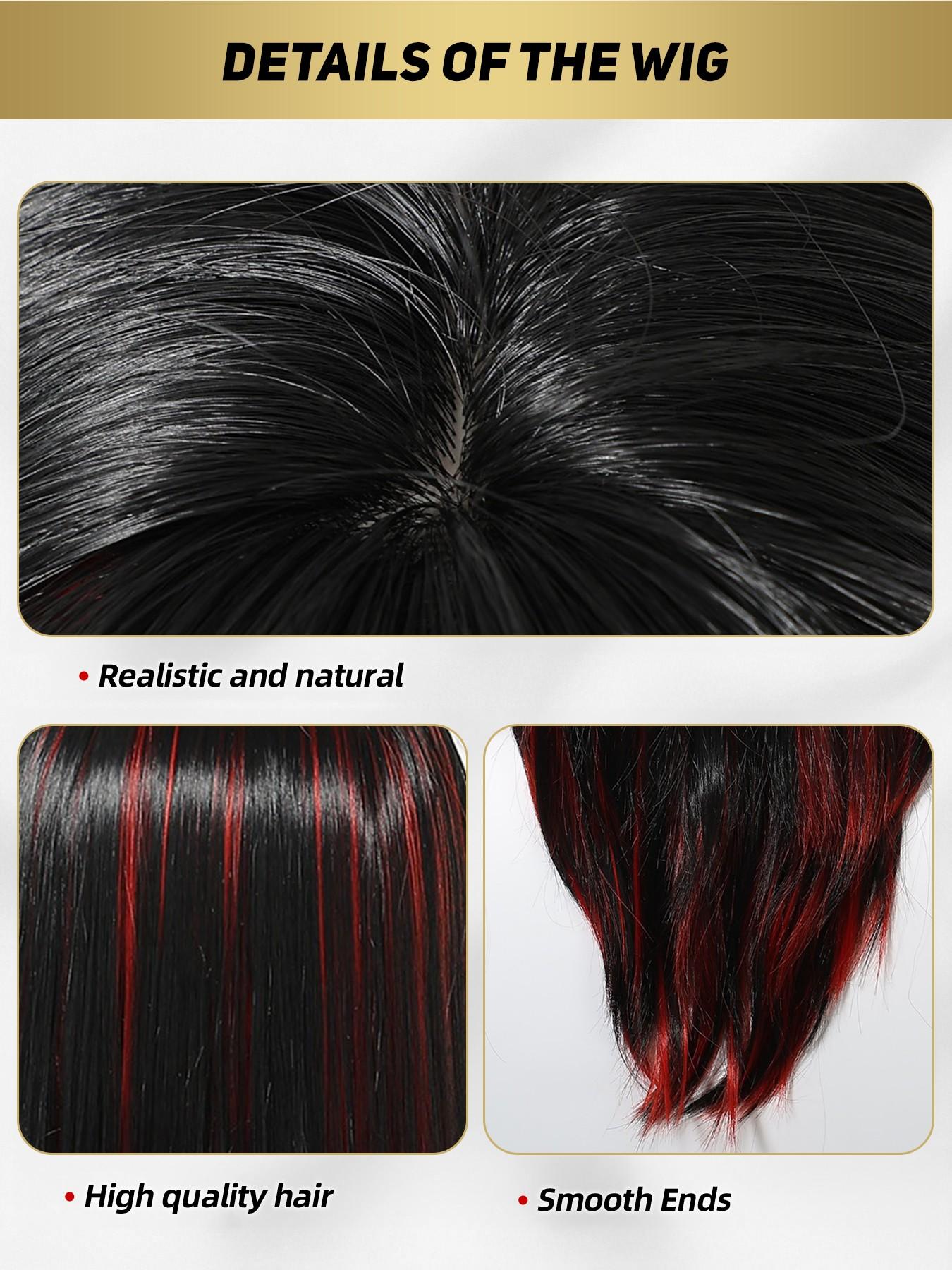 Ultra-Long Straight Wig 26 Inches, Wine Blend Color, Full Bangs, Natural Hairline, Layered Inner Curl, Women's Fashion Wig, Synthetic Wigs