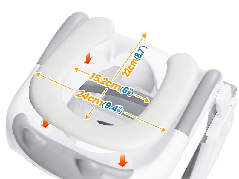 Orzbow 2-IN-1 Potty Training Toilet Seat with Step Stool for Toddler, Stability Training Potty Seat for Kids Boys Girls with Splash Guard and Anti-Slip Pad, Adjustable Ladder & Potty Seat Height, Grey