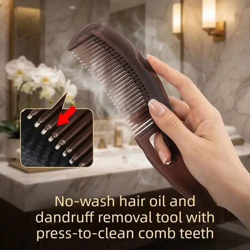 Efficient Dandruff Comb, Dandruff Remover Comb for Women Men - Scalp Massage Comb with Scalp Stimulation and Self-Cleaning Hollow Teeth for Cleaning, Deep Oil & Flake Removal, Anti-Buildup Scalp Care for Healthy Hair & Itchy Scalp Relief, Hair Care Tool