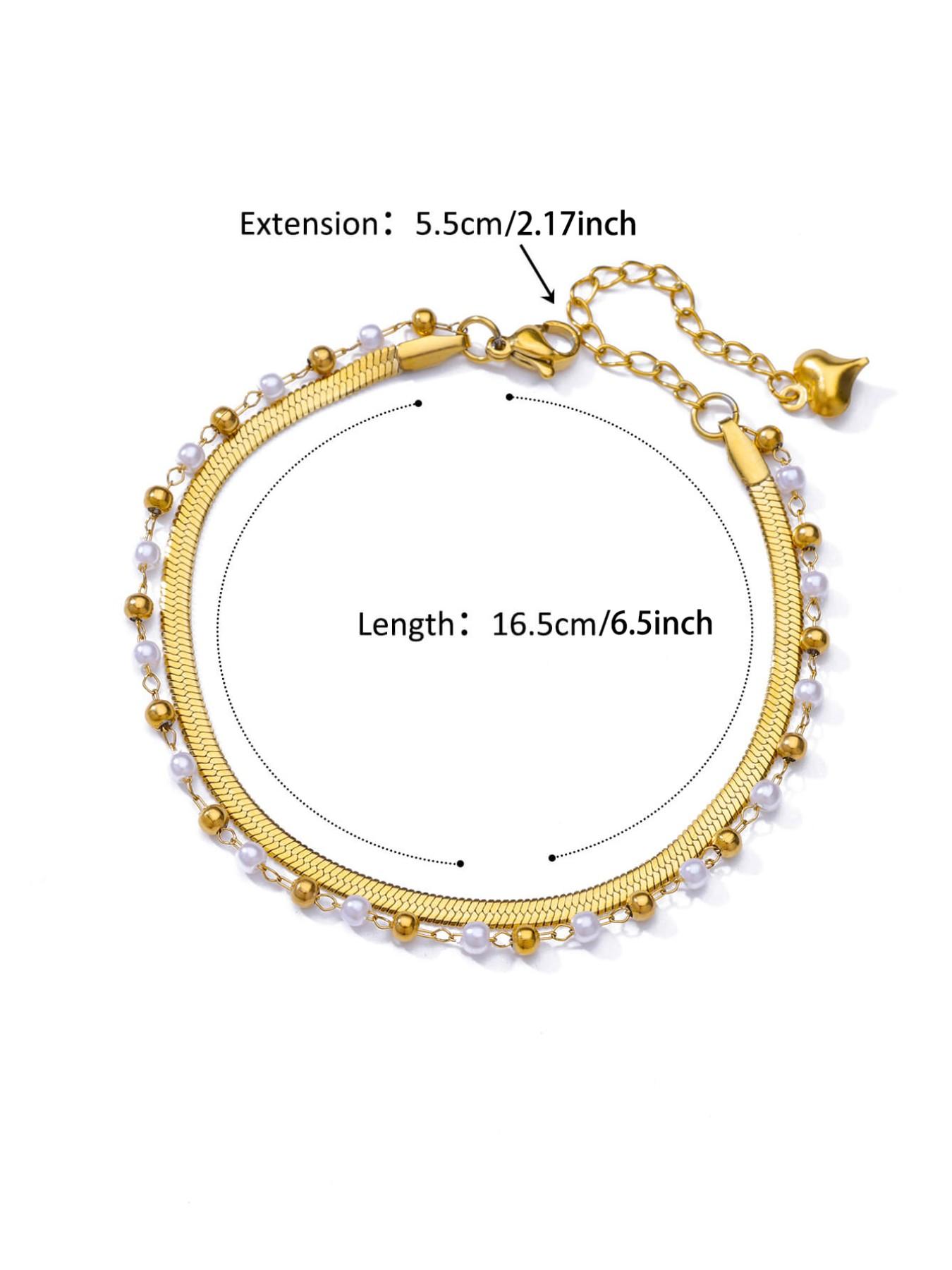 1 Pcs Imitation Pearl Round Bead Layered Anklets for Women Sainless Steel Summer Beach Flat Snake Chain Leg Chain Ankle Bracelet Femme Fashion Waterproof Jewelry,Perfect Gifts for Birthday,Party,Wedding,Anniversary,Mother's Day,Vacation,Daily