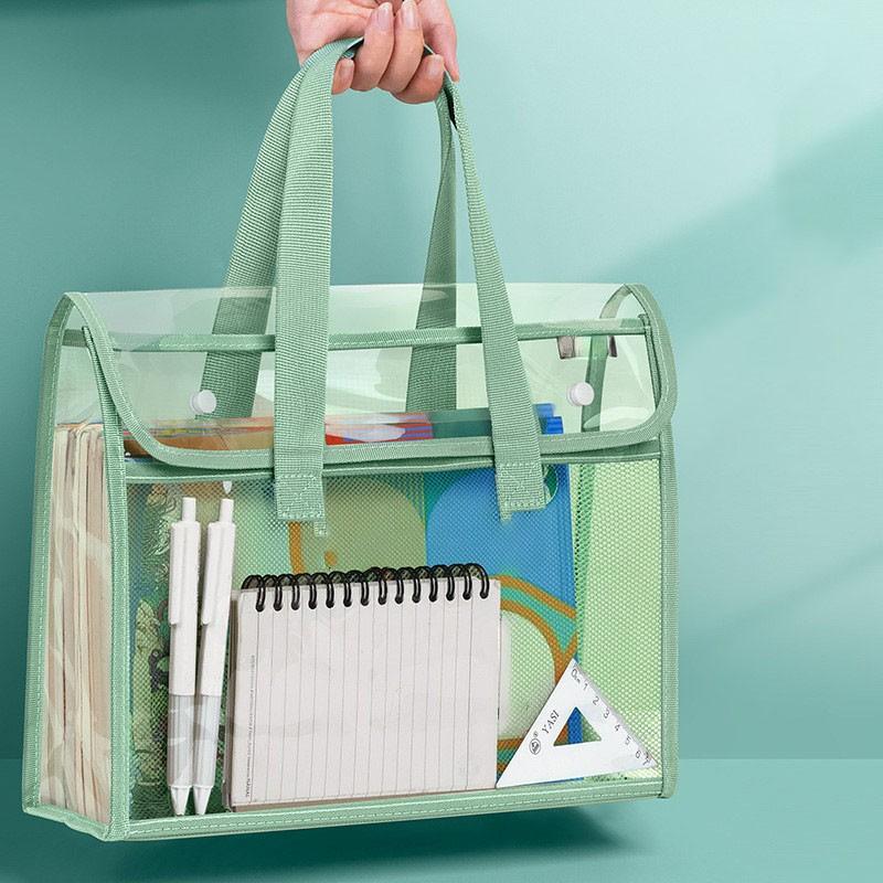 1pc Document Folders, Office Supplies, Expandable Button and Label Pockets, Suitable for School, Home, Office, Commuting, Travel, Portable Design, Transparent and Visible, Ideal for Document & File Organization, Files Organizer